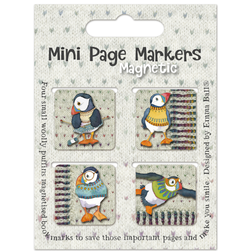 WOOLLY PUFFINS MINI PAGE MARKERS (BOKMÄRKE - MAGNET)