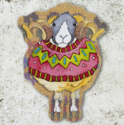 Red Sheep in Sweater – Single die-cut Coaster (UNDERLÄGG)
