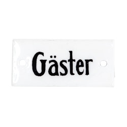 Emaljskylt " Gäster " 2 x 4.5 cm