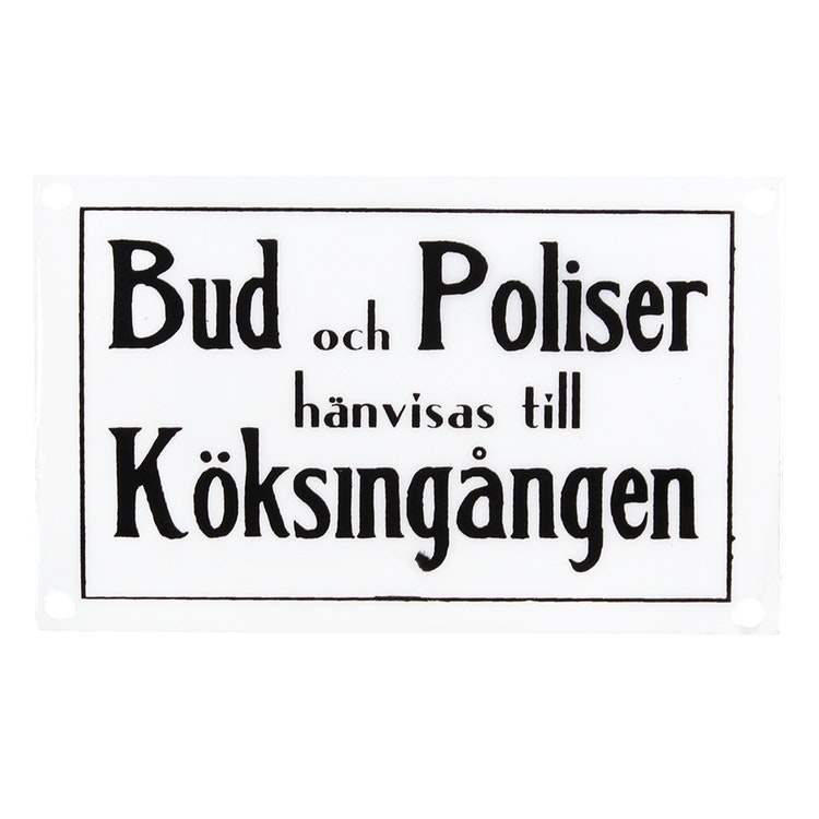 Emaljskylt "Bud och Poliser"