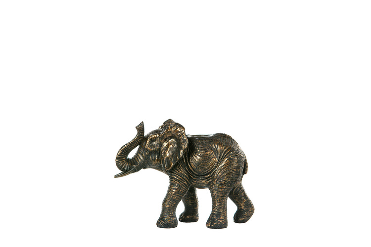 Elefant  ljusstake  guldbrun/antik
