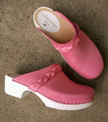 Ally, mjuk rosa nubuck med fläta
