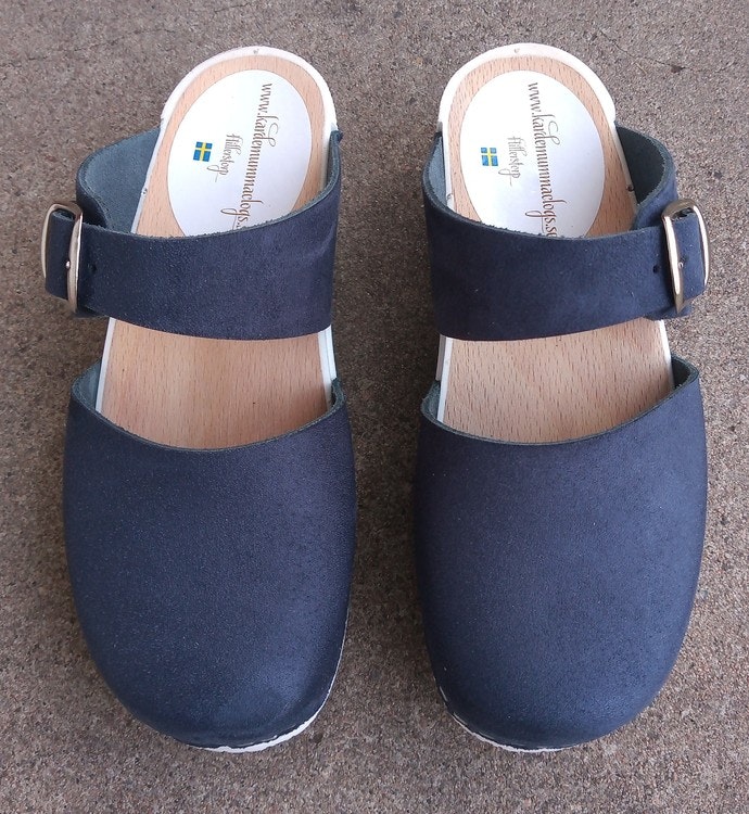 Kardemumma clogs, Britta, mjuk, marinblå nubuck