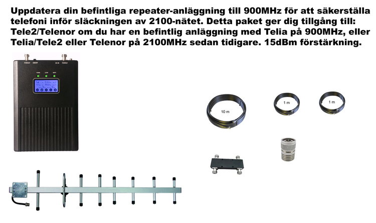 Plus två operatör, 900Mhz Tele2/Telenor 15dBm paket