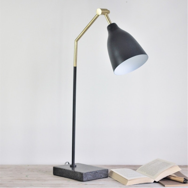 Table lamp Gordon in brass and black metal and marble base