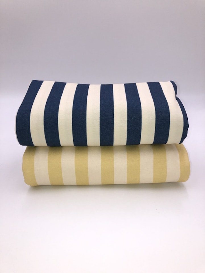 Stripes Deep Blue Creme Jersey 2a hand // 1,2m