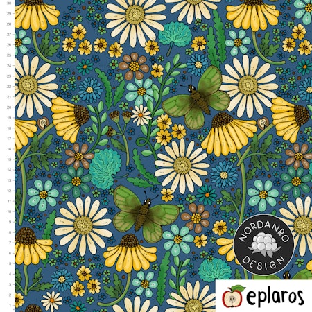 Daisies Deep Blue (03) Canvas