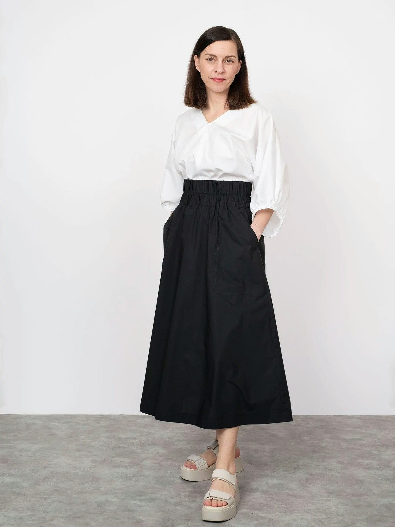 Elastic waist maxi skirt (XL-3XL)