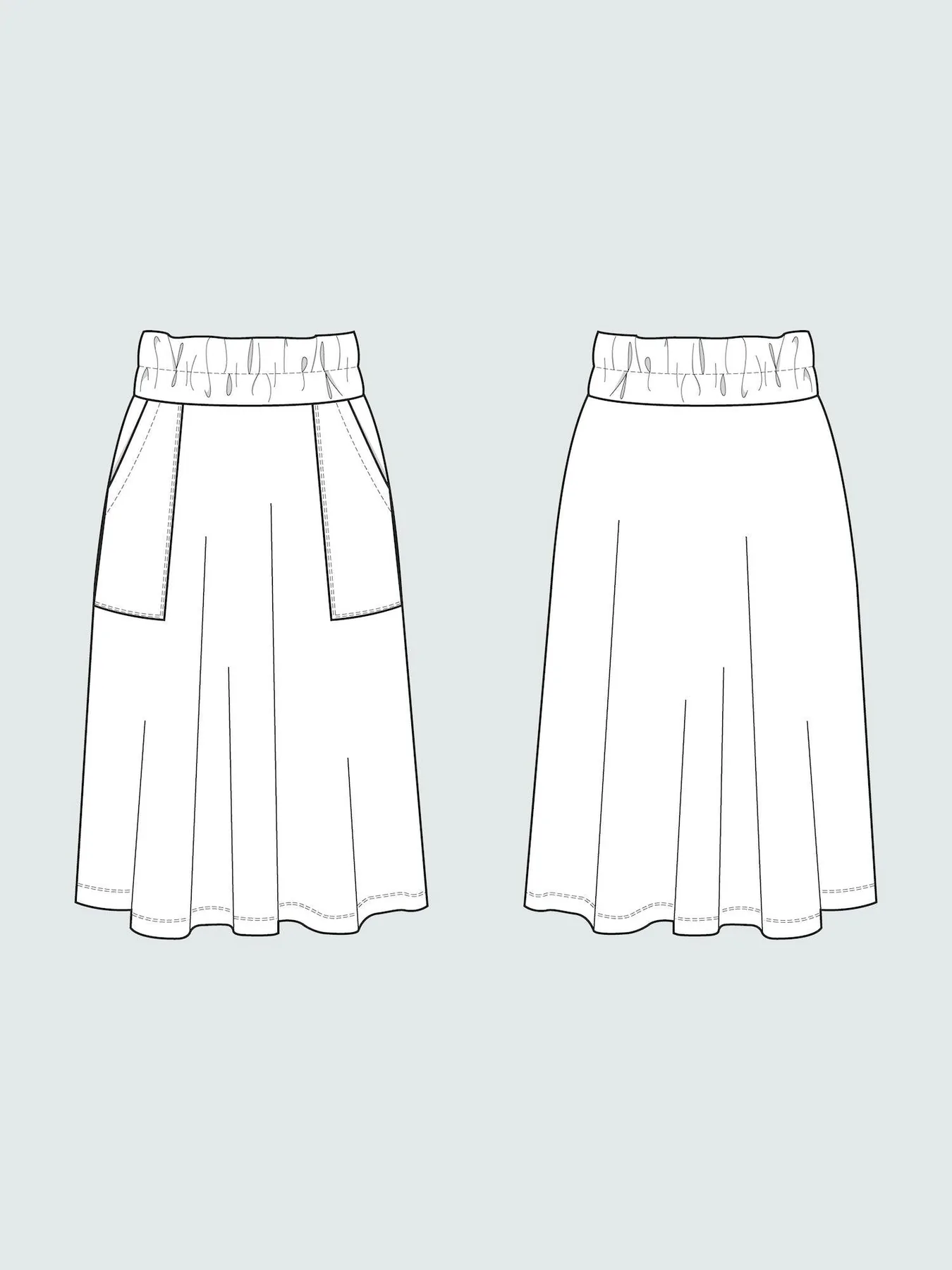 Elastic waist maxi skirt (XL-3XL)