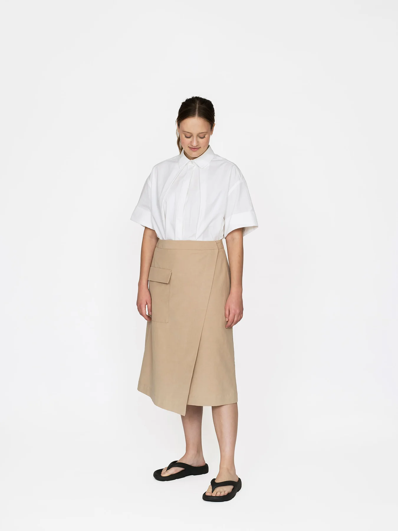 Asymmetric midi skirt (XL-3XL)