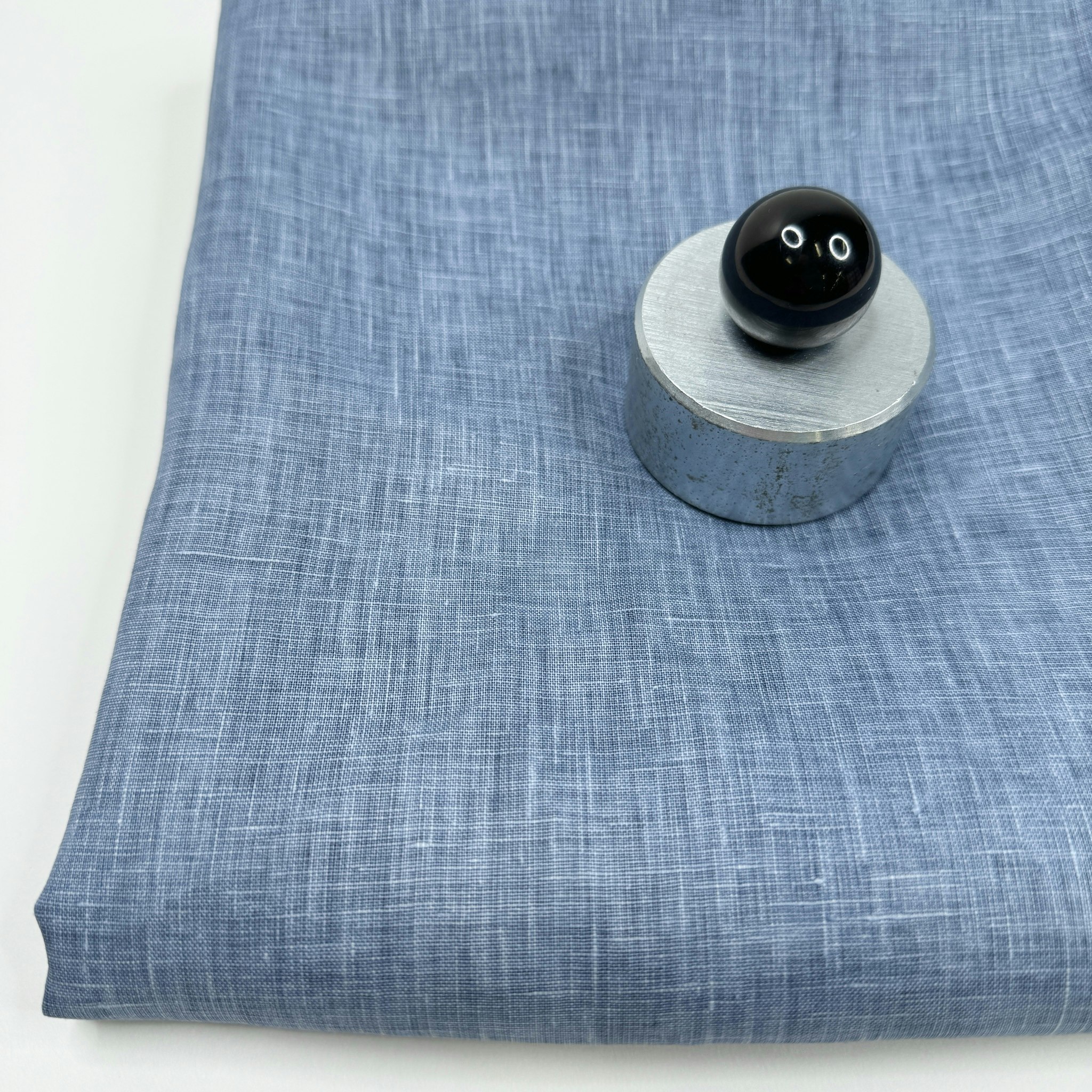 2m Linne jeansblåmelerad tryckt