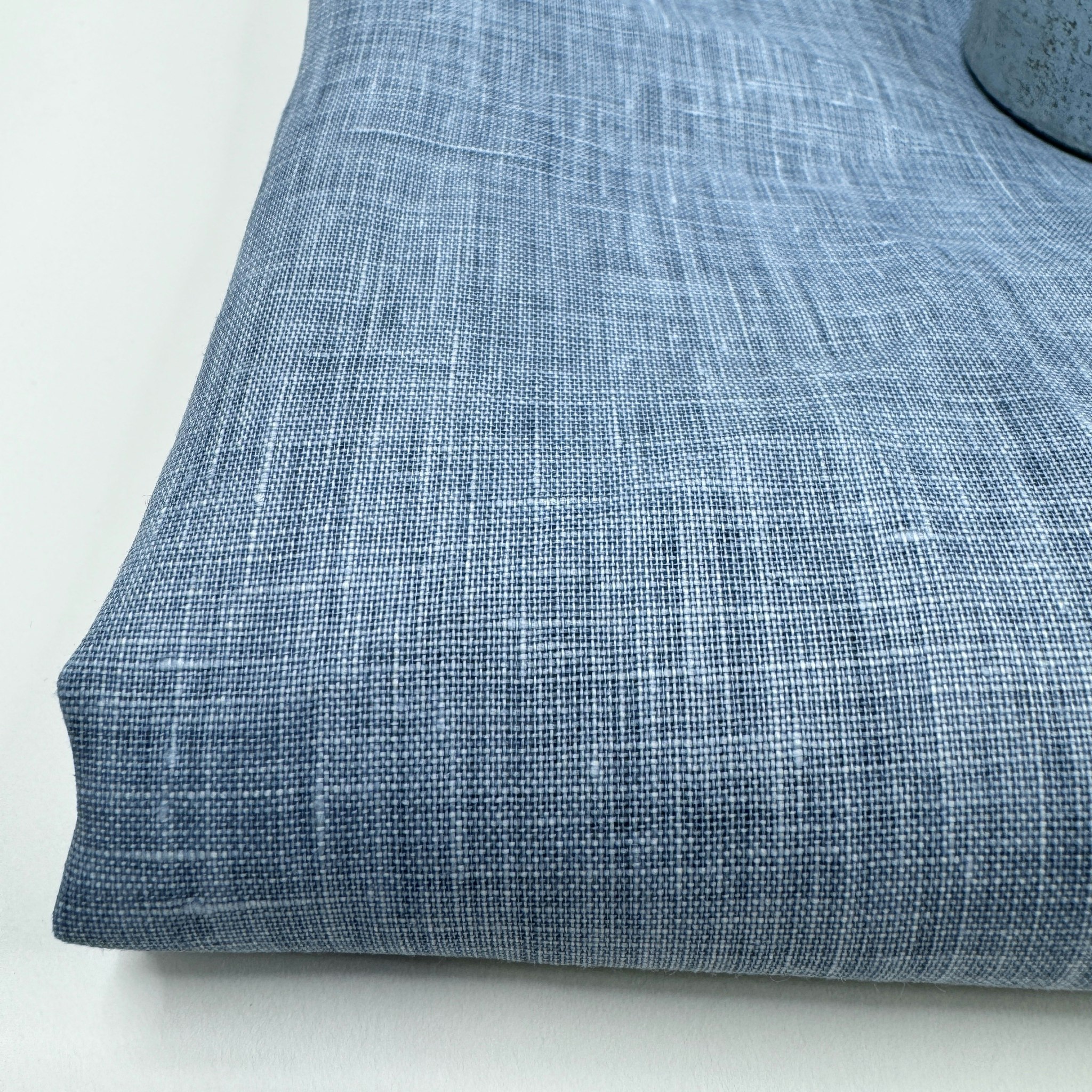 2m Linne jeansblåmelerad tryckt