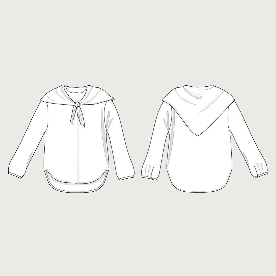 Scarf collar shirt XL-3XL