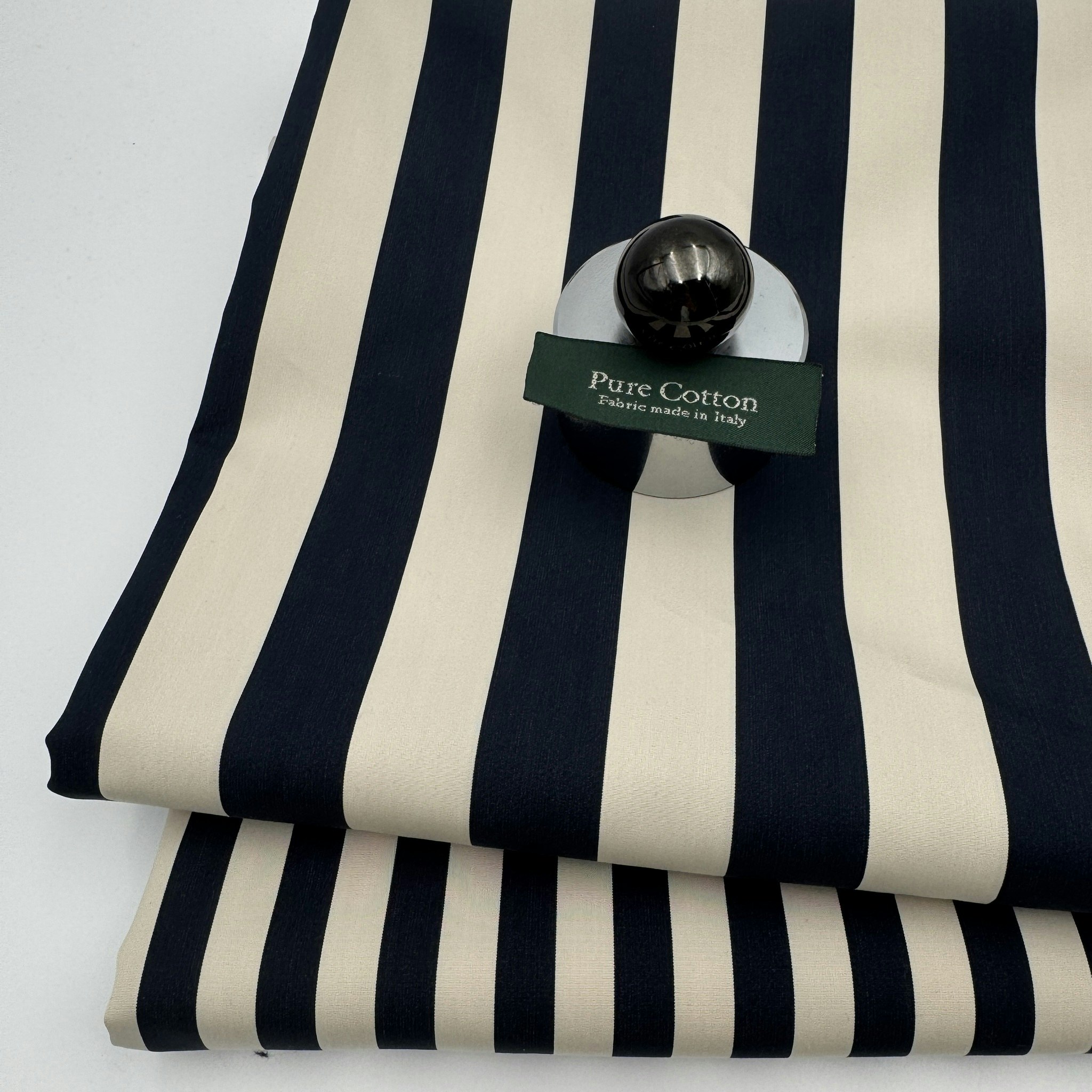 Kraftig poplin marin/beige bredrand Gucc*