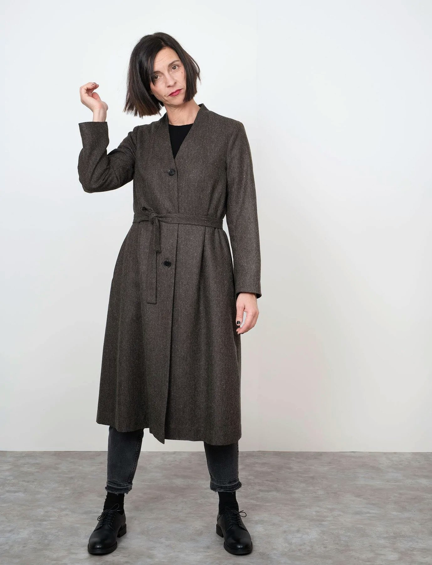 V-neck coat (XL-3XL)