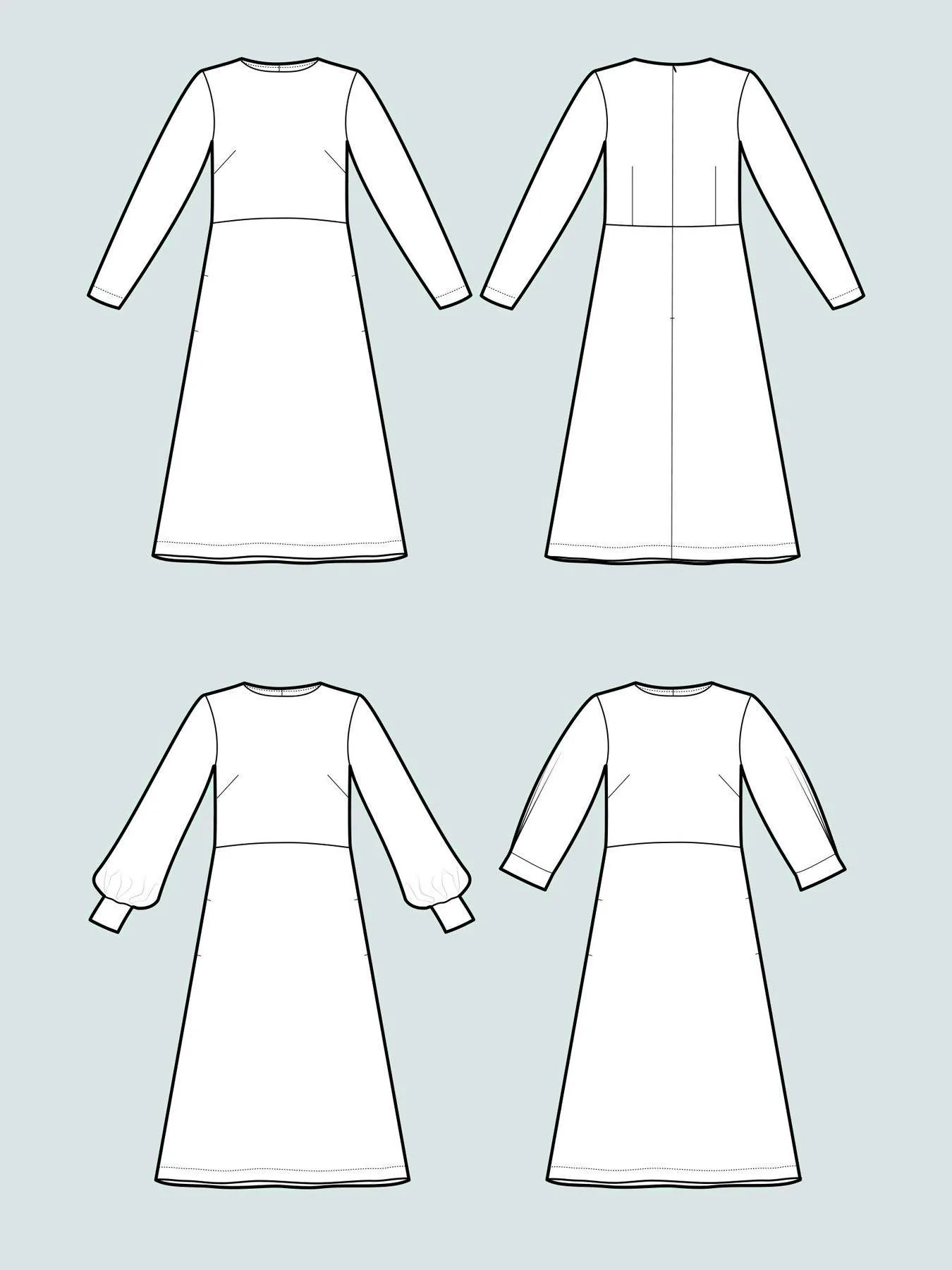Multi sleeve midi dress (XS-3XL)