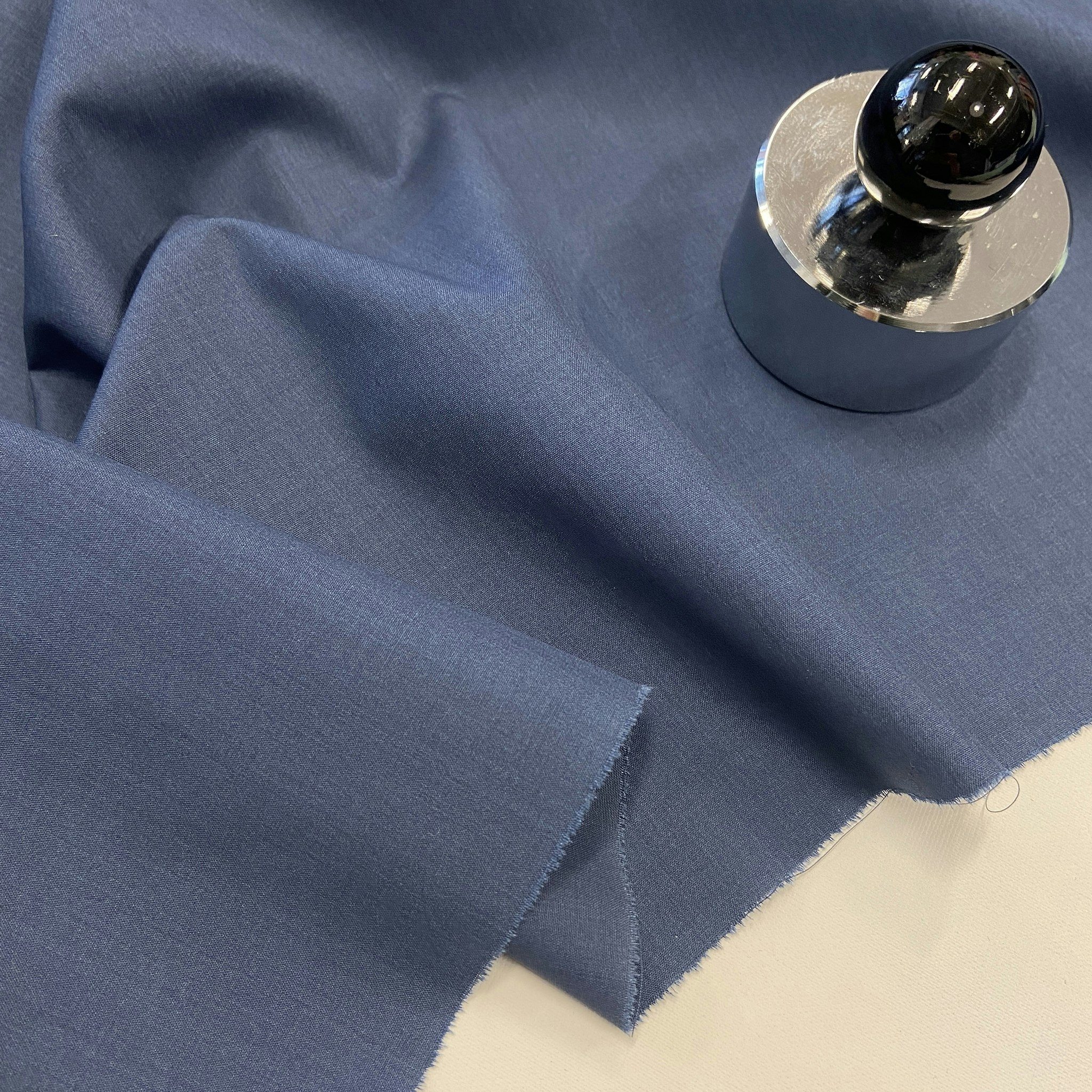 Ull/Siden Poplin Mörk Gråblå