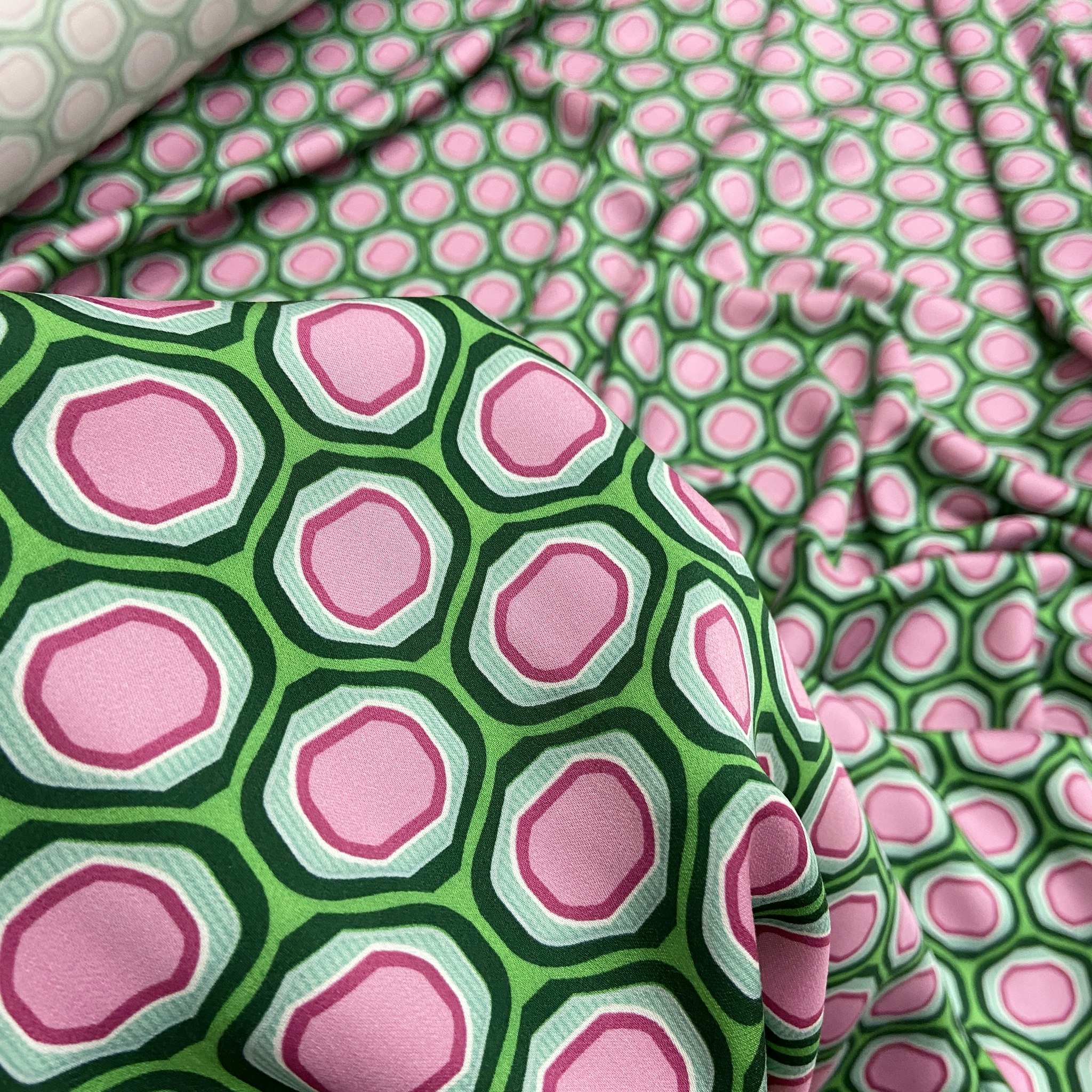 Viskossatin grön/rosa