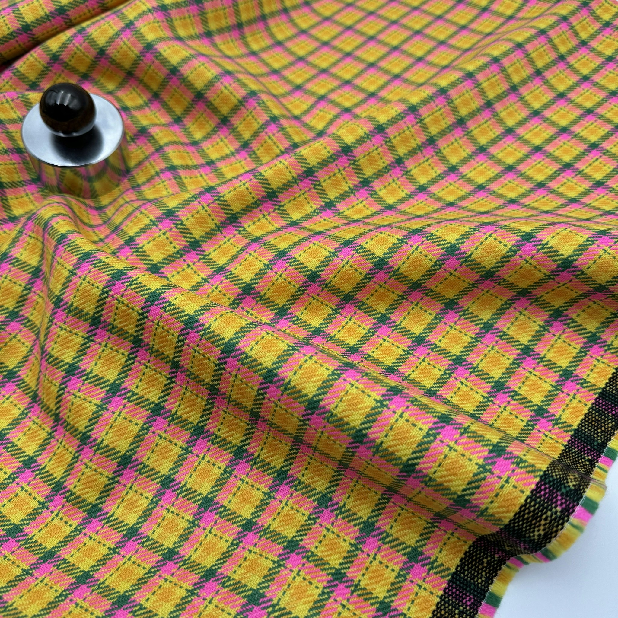 Ull Gul/rosa/grön rutig Balenciag*