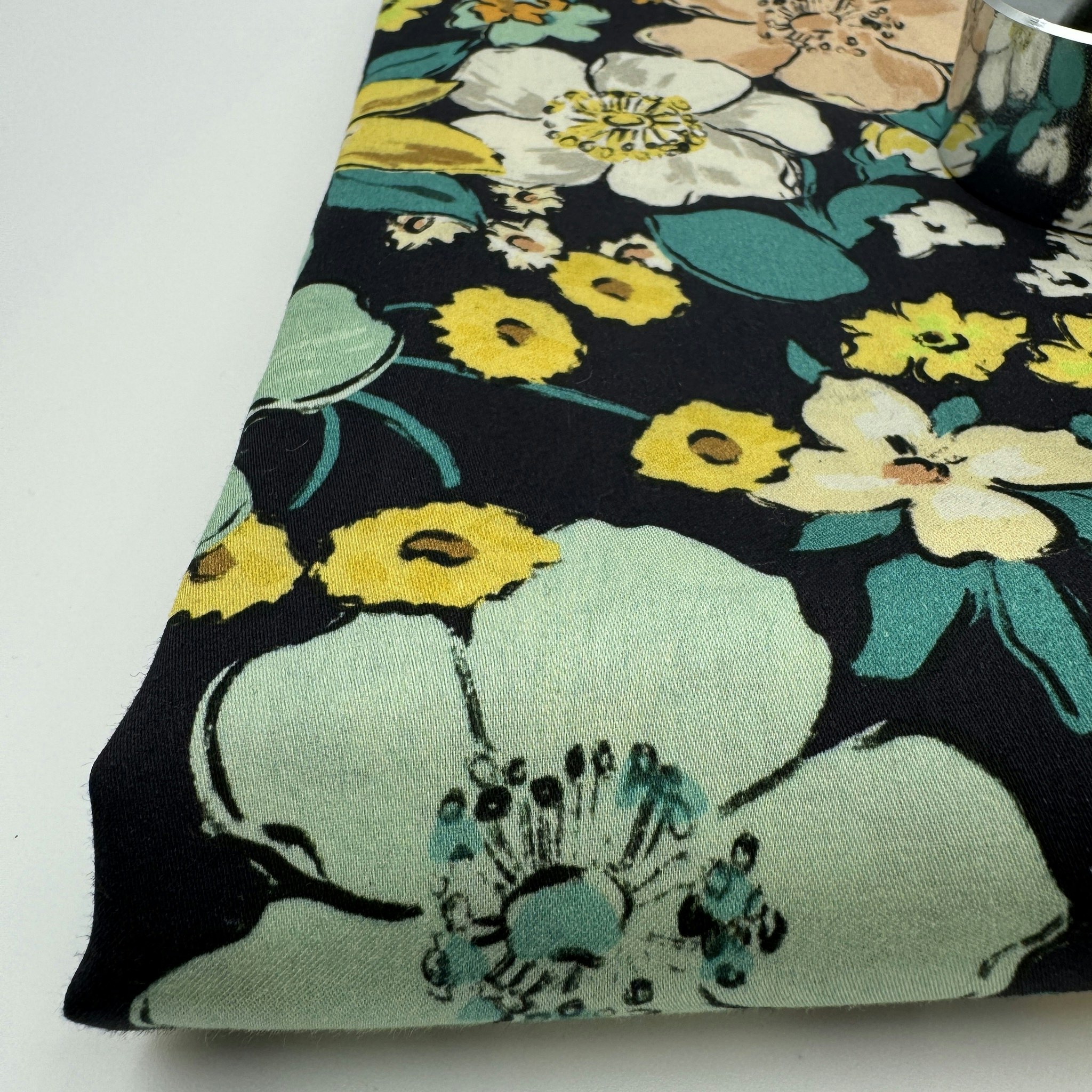 Skjortbomull marin/mint/gulbeige