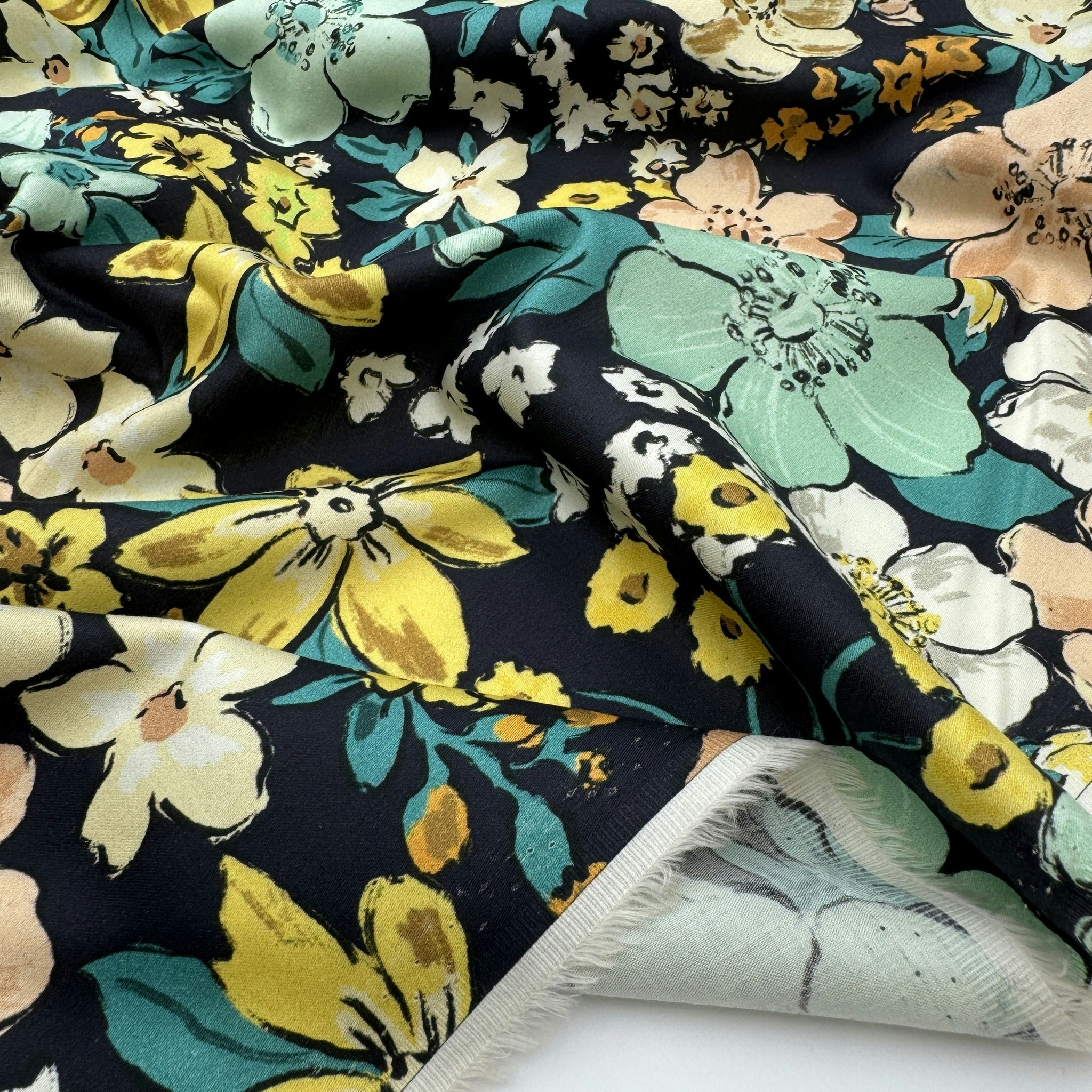 Skjortbomull marin/mint/gulbeige