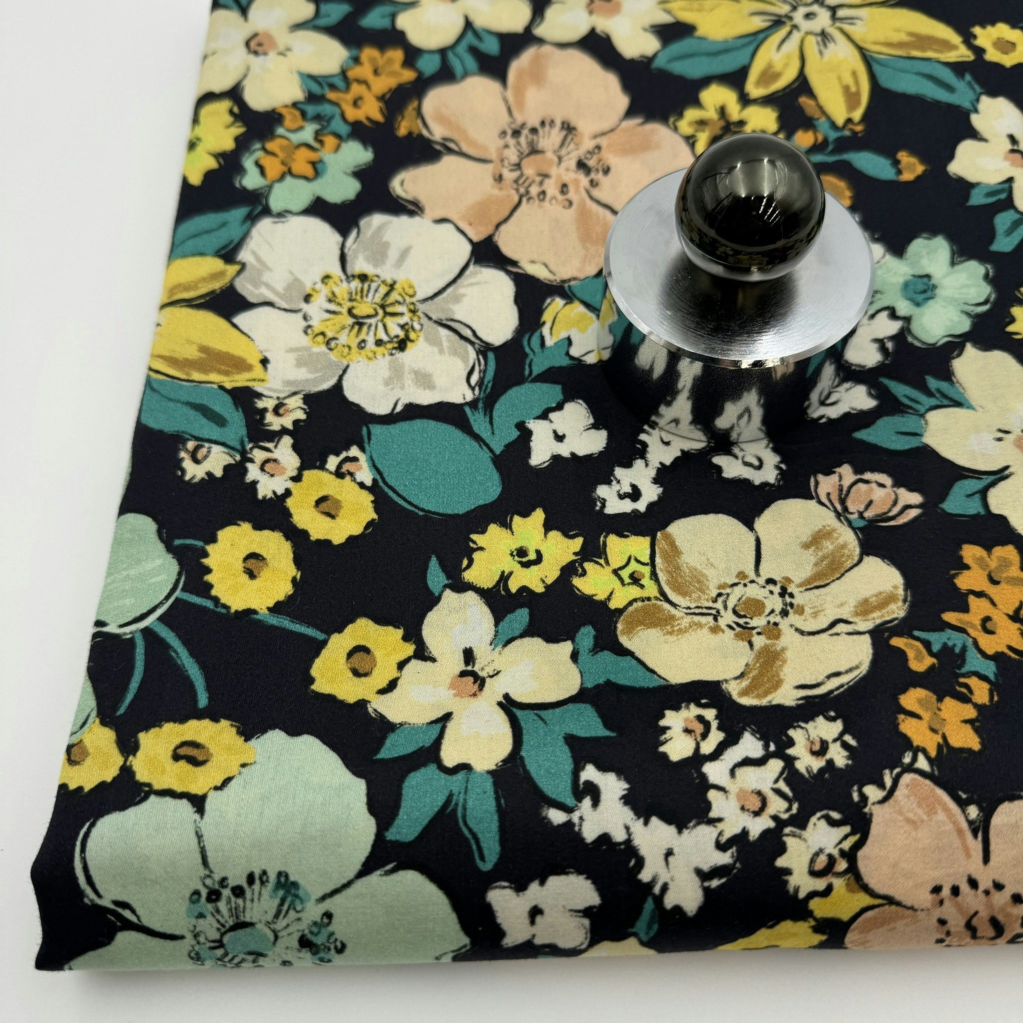 Skjortbomull marin/mint/gulbeige