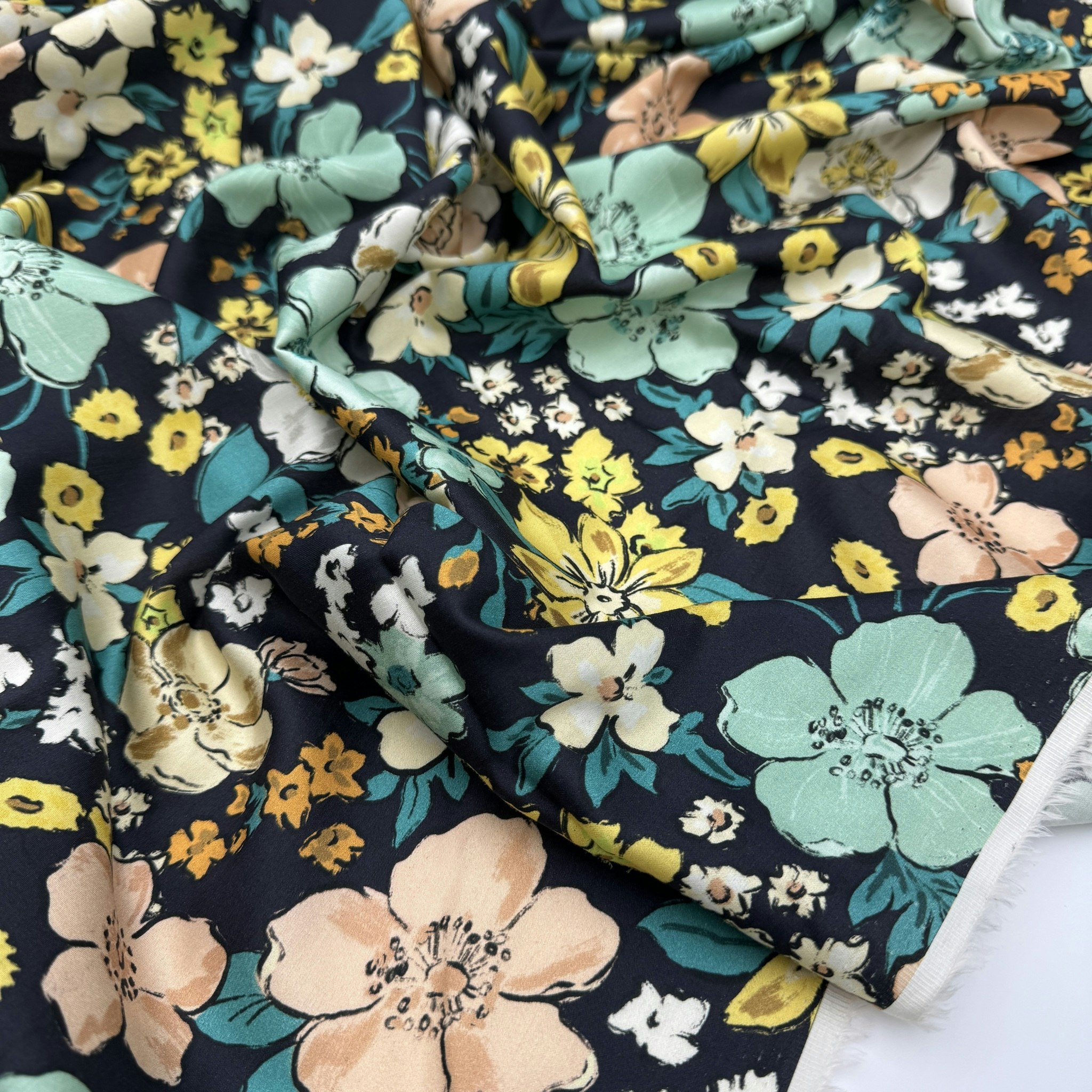Skjortbomull marin/mint/gulbeige