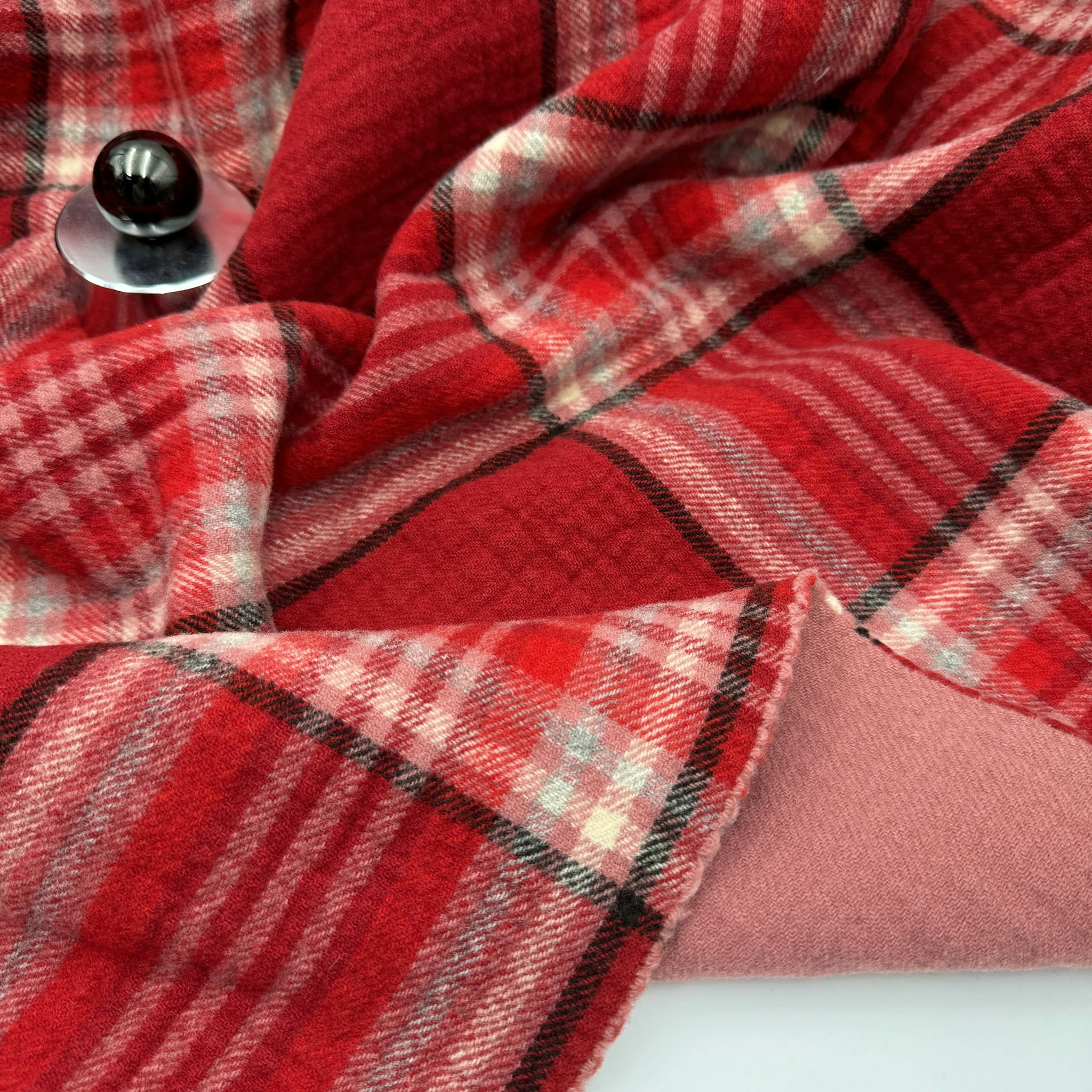 Kappull röd/rosa dubbel rutig