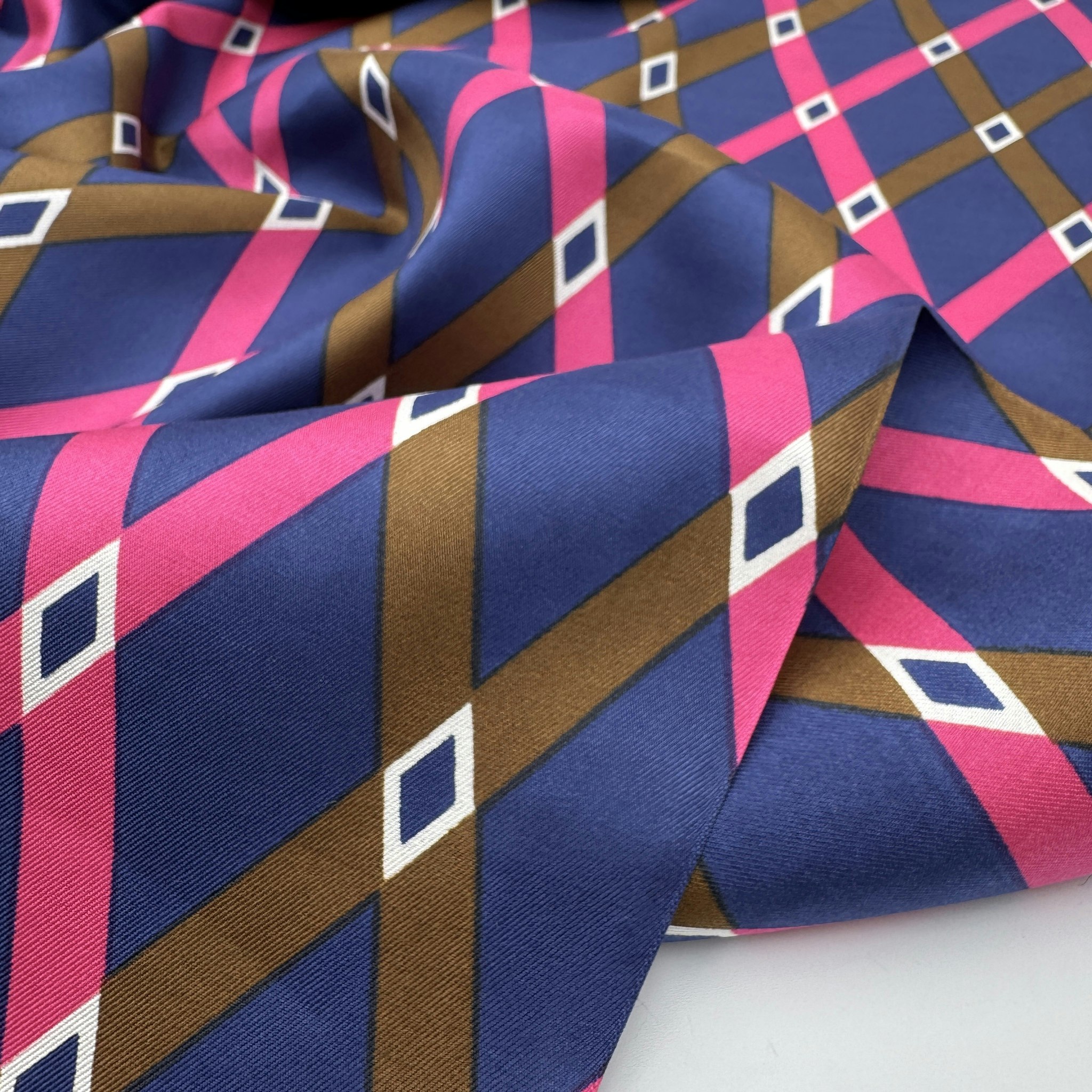 1,1m vintagesiden blå/brun/cerise