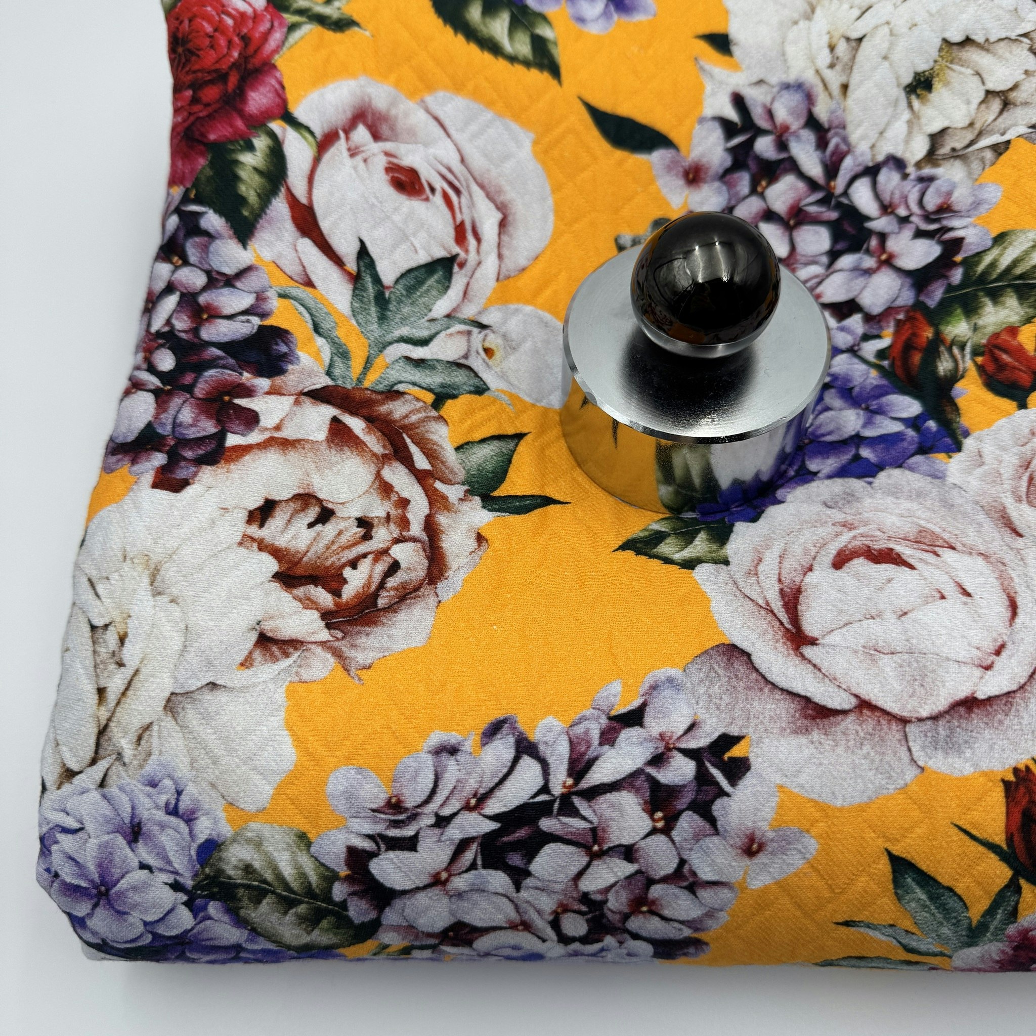 2m bomull gul m blommor