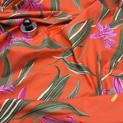 Bomull/elastan orange storblommig Hugo B***