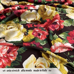 Sidensatin brun botten rosor