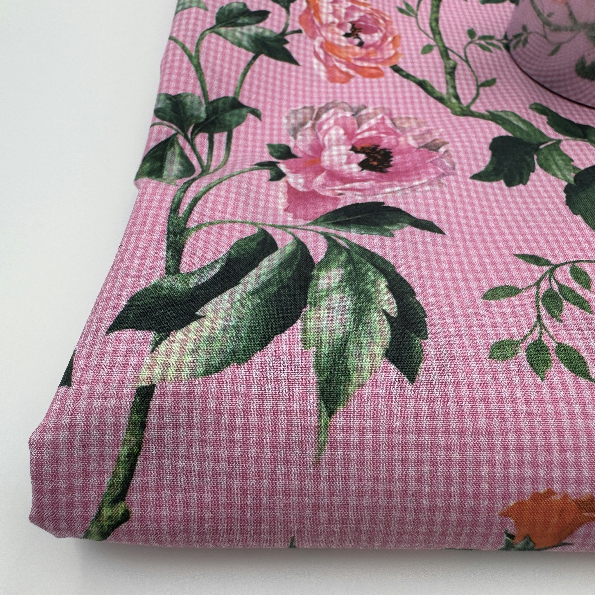 Bomull blommor på rutigt rosa Ungar*