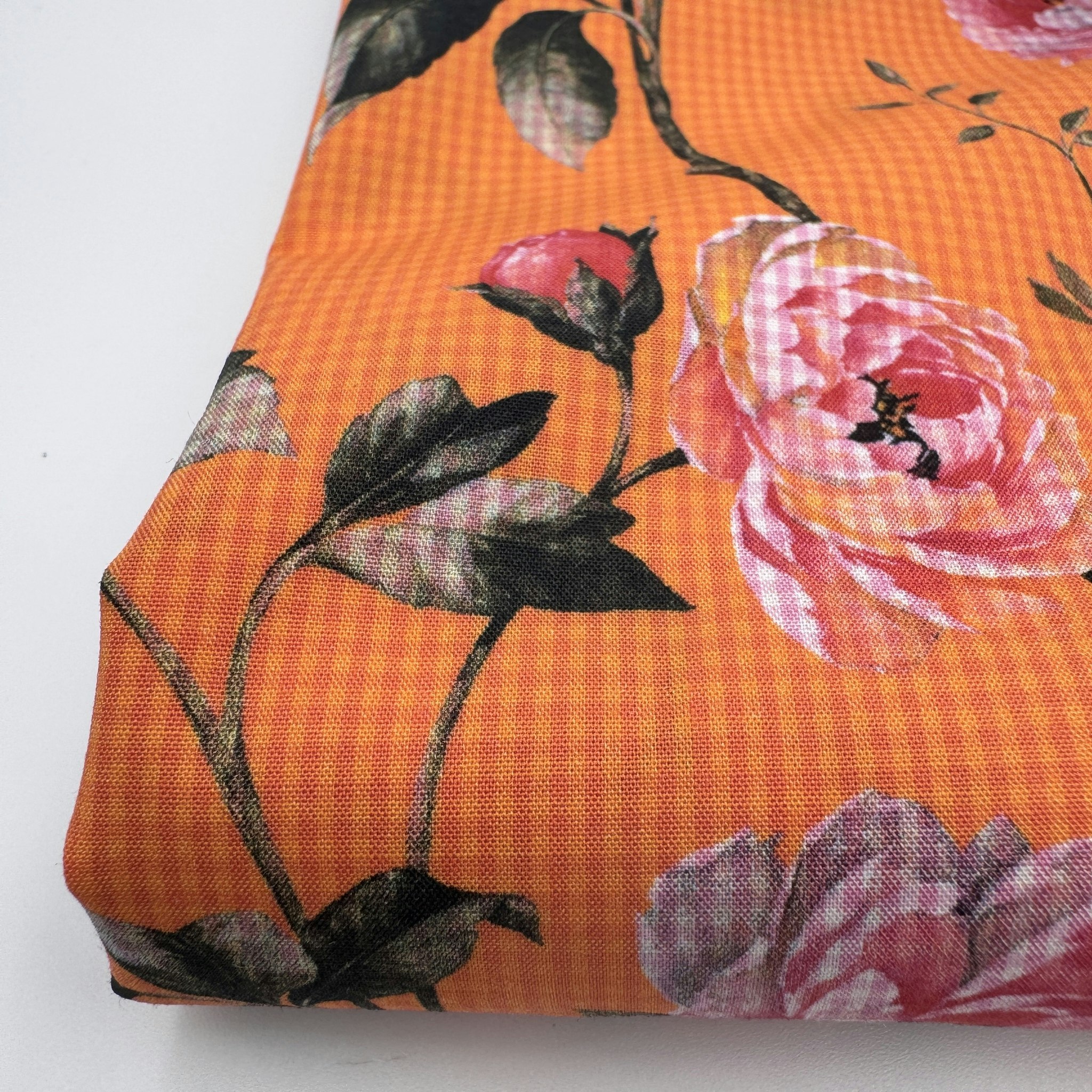 Bomull blommor på rutigt orange Ungar*