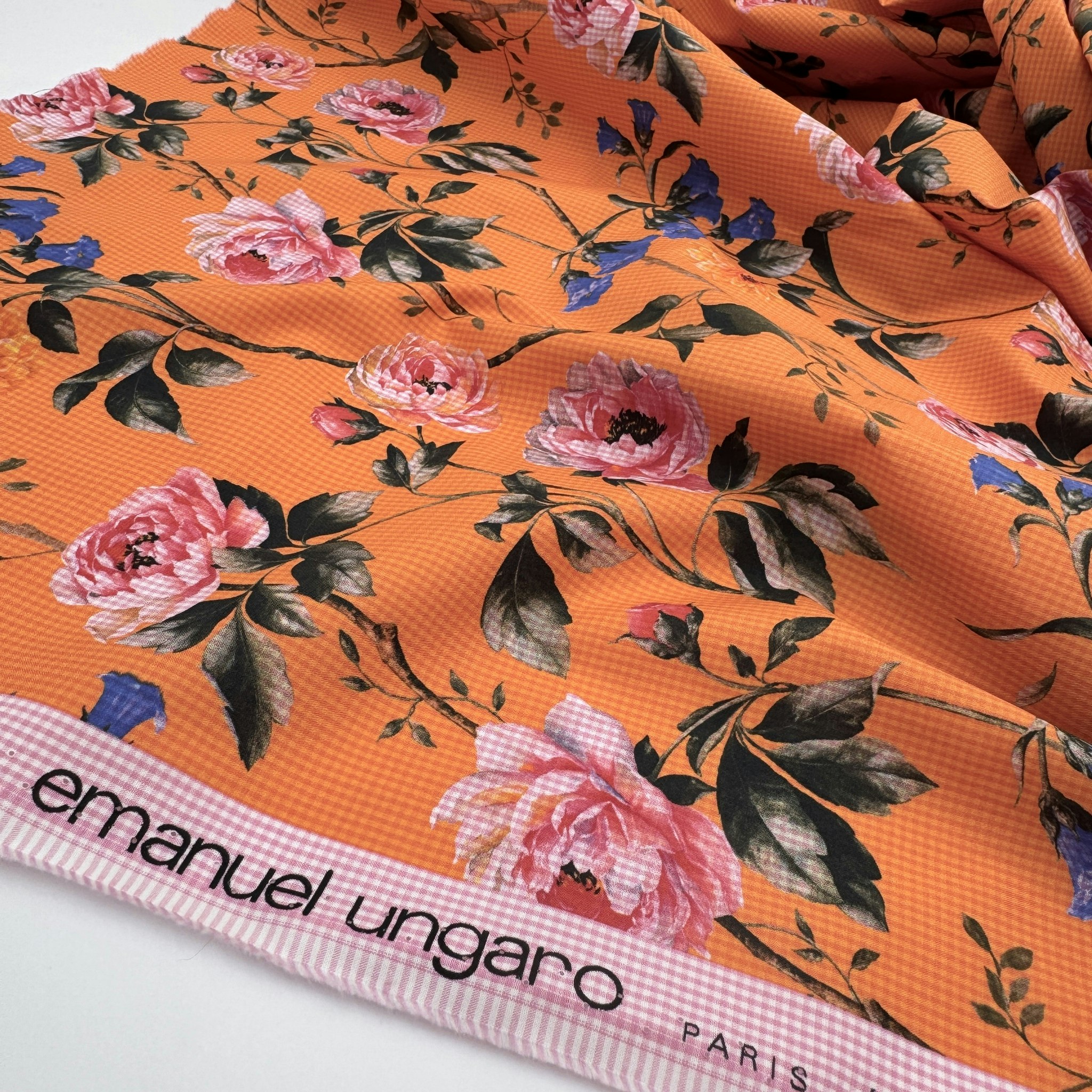 Bomull blommor på rutigt orange Ungar*