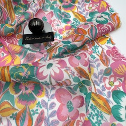 Bomullsbatist Liberty grön/rosa