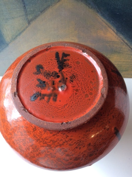 Orange/black vase 2153