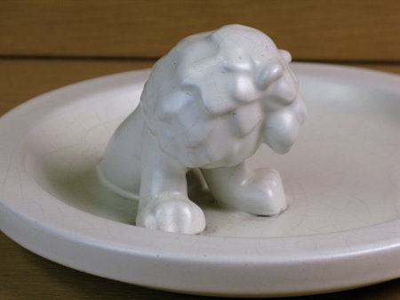 white lion in white bowl 46