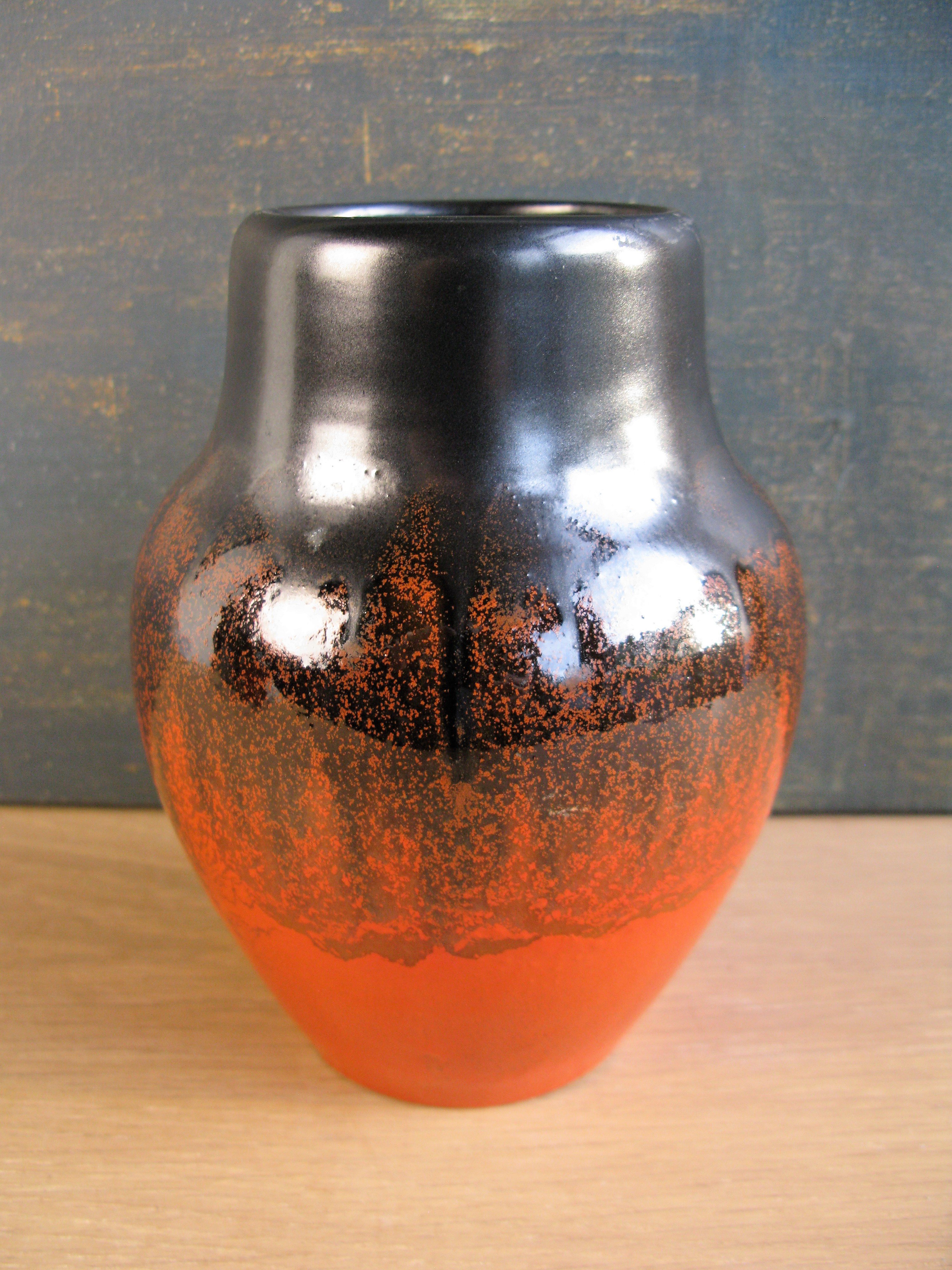 orange/black vase 1516