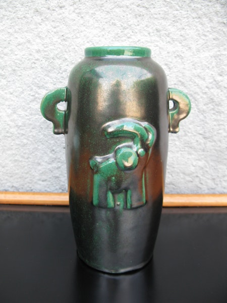 green ml art deco vase