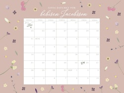 Babyshower Gissa Datum Kalender Bloom