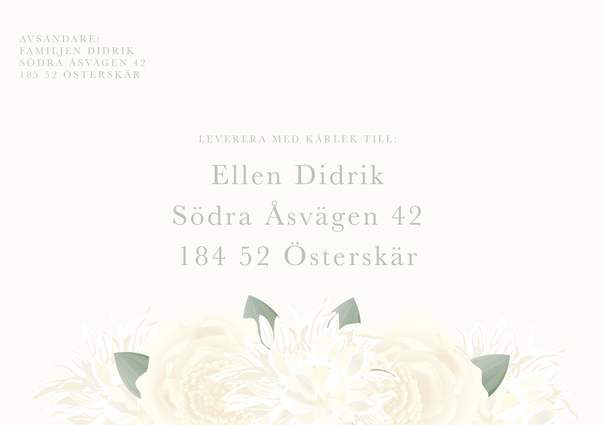 Kuvert med adress "Flowers"