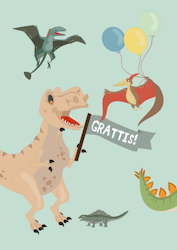 Gratulationskort Dinosaurie
