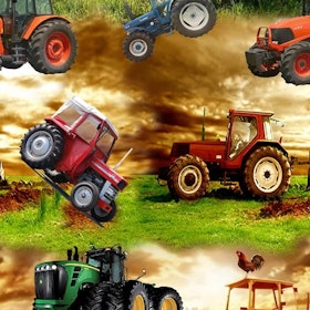 Traktorer i skymning