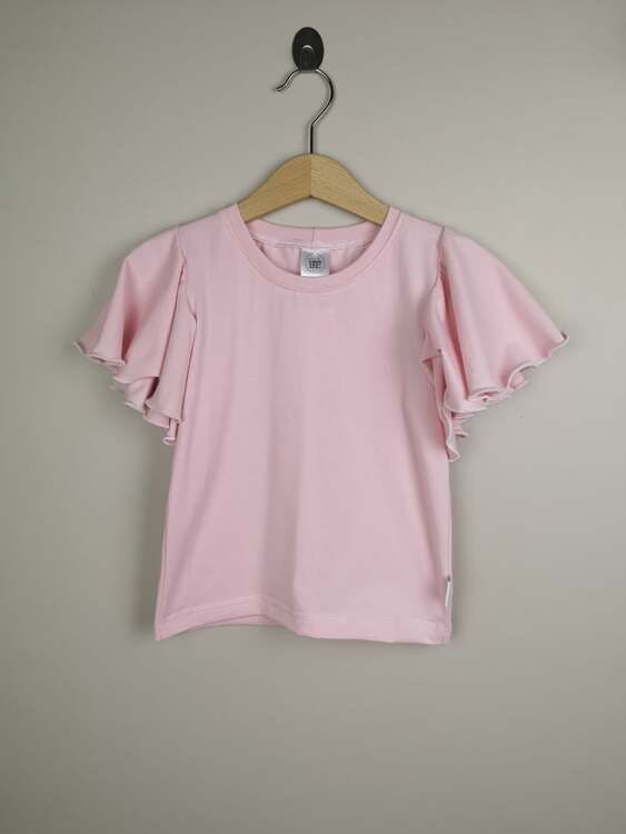 T-shirt med fjärilsärm - Rosa Strl 98