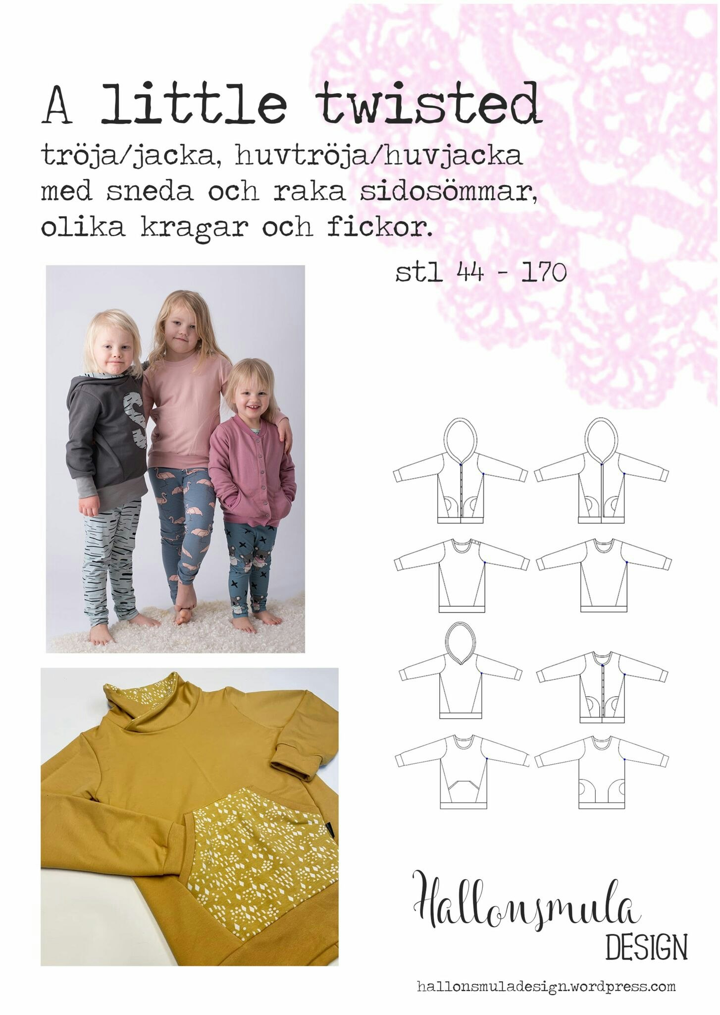 A little twisted huvjacka, tröja och cardigan stl 44-170