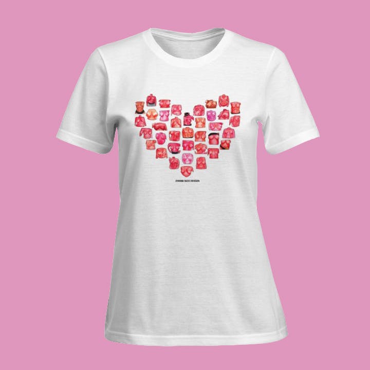TITTY HEART, vit t-shirt (tight passform)