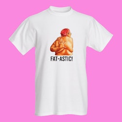 FAT-ASTIC, vit t-shirt (lös passform)