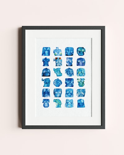Blue Breast Collage Print