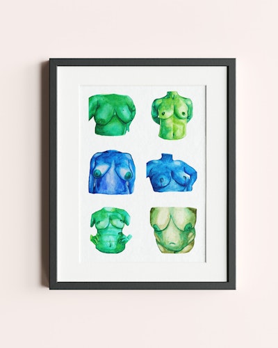 Breast Collage Green/Blue Print